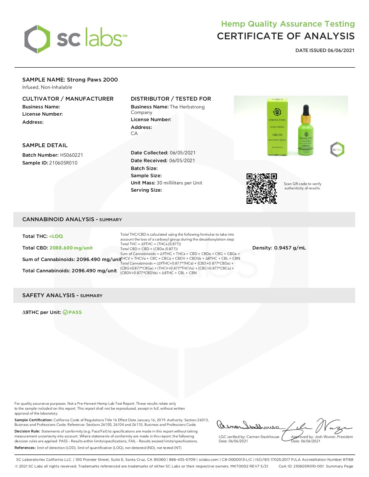 Strong Paws Recovery Drops, 2000mg
